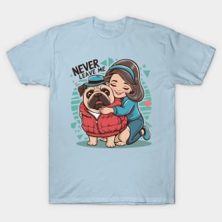 Puppy Love: A Cozy Embrace. Pug dog Lovers T-Shirt